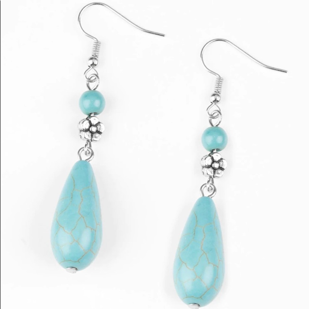 Turquoise Sandstone & Daisy Drop Earrings